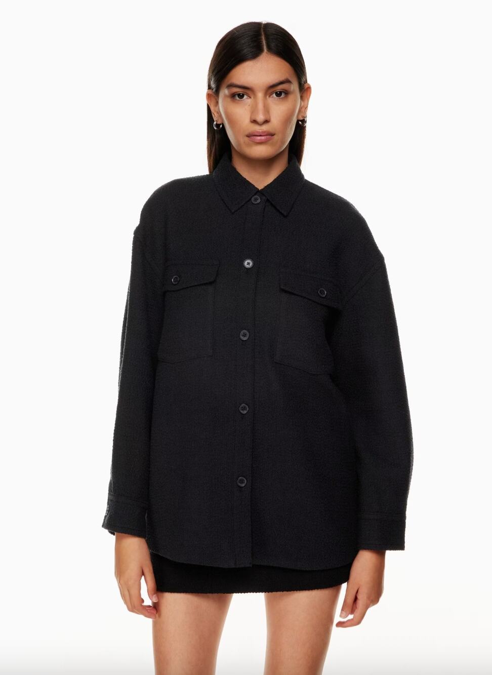 Babaton Joan Shirt Jacket Size 2 Button Up Oversized Fit Linen Tweed Outdoors